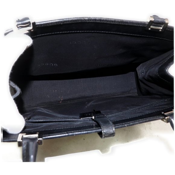 Auth Gucci Tote Bag Black Canvas #4880G69 - Picture 7 of 9